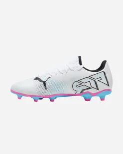 PUMA - Scarpa da calcio uomo bianca e nera con suola colorata - FUTURE 7 PLAY FG/AG
