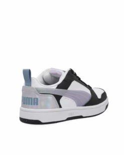 PUMA - Scarpa da ragazza bianca/nera con dettagli lilla - REBOUND V6 LO SPACE BELLE JR