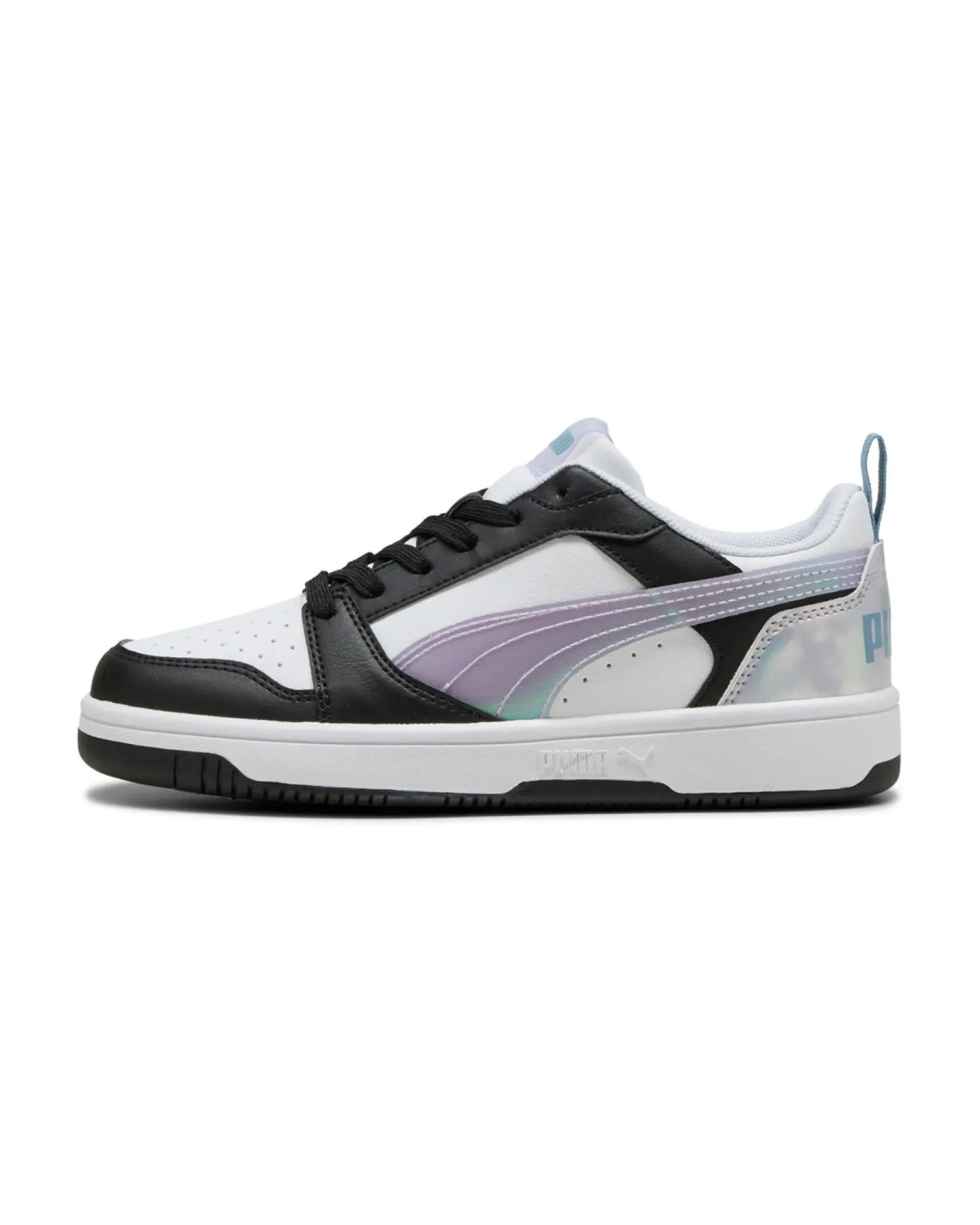 PUMA - Scarpa da ragazza bianca/nera con dettagli lilla - REBOUND V6 LO SPACE BELLE JR
