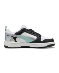 PUMA - Scarpa da ragazza bianca/nera con dettagli lilla - REBOUND V6 LO SPACE BELLE JR