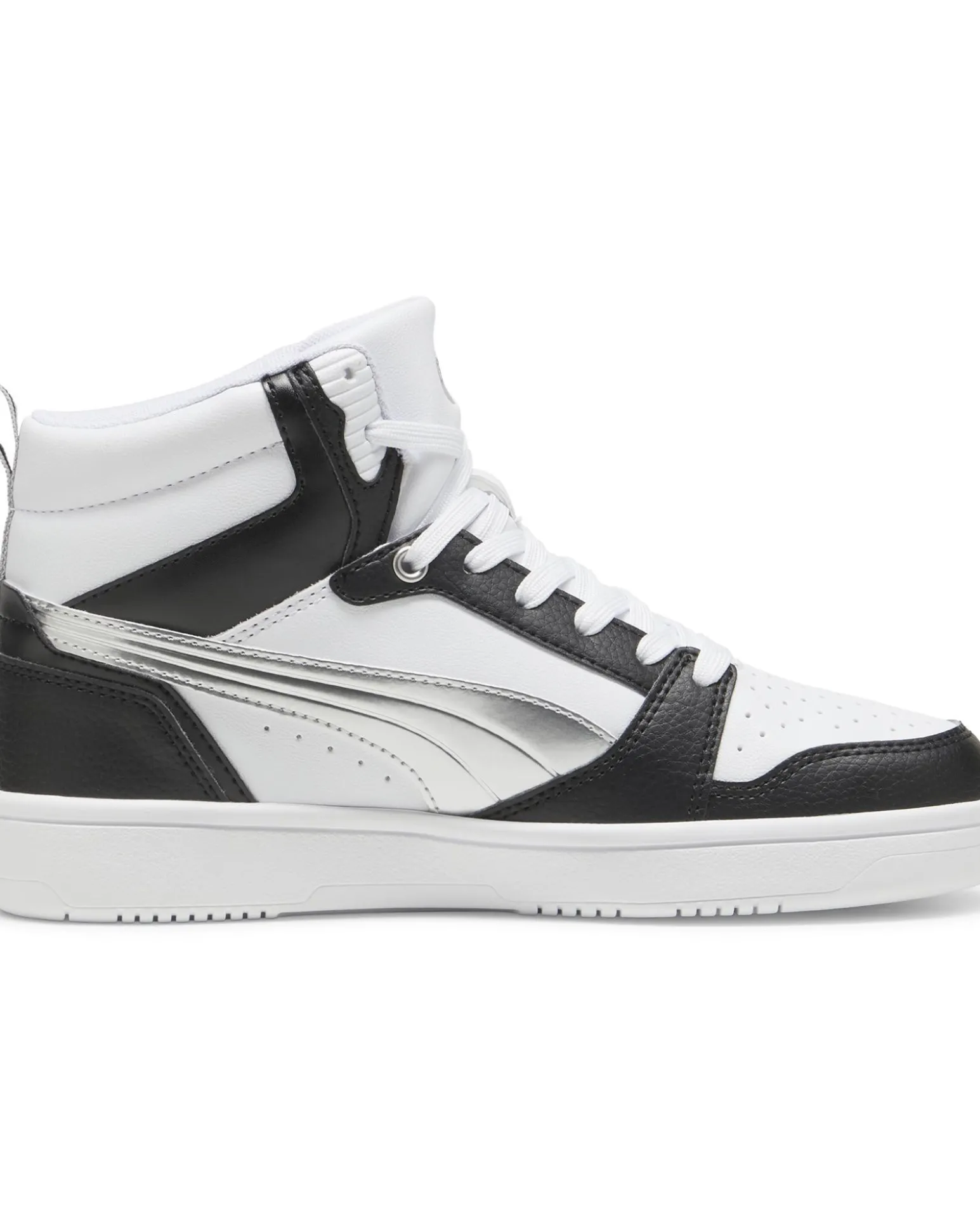PUMA - SCARPA REBOUND V6 METALLIC DREAM BIANCA E NERA DA DONNA, numerata 36/41