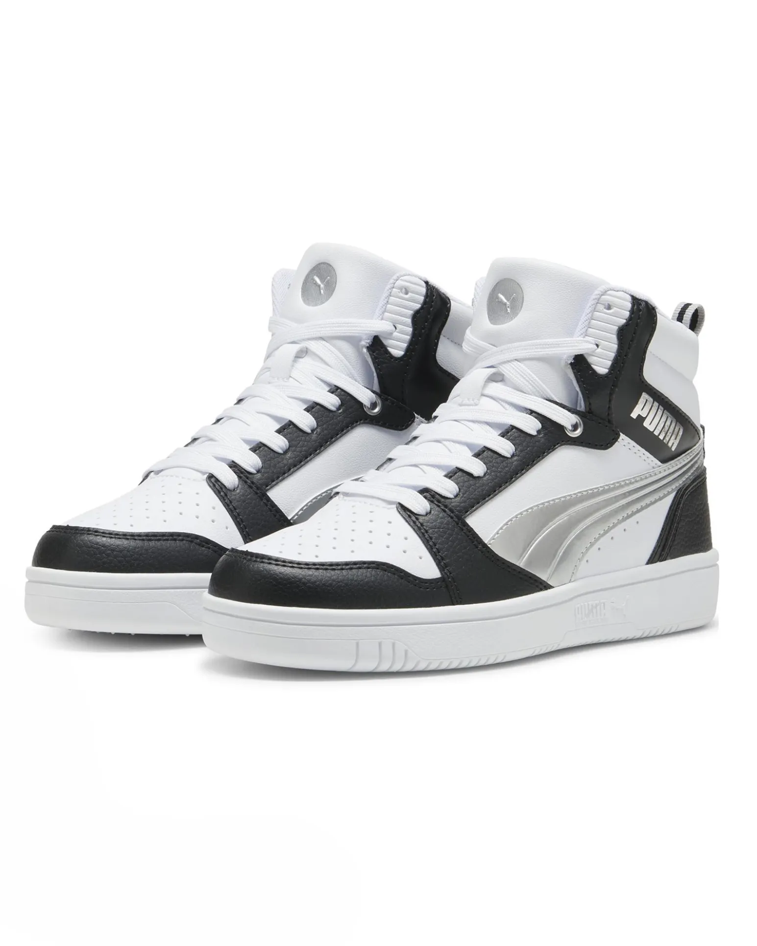 PUMA - SCARPA REBOUND V6 METALLIC DREAM BIANCA E NERA DA DONNA, numerata 36/41