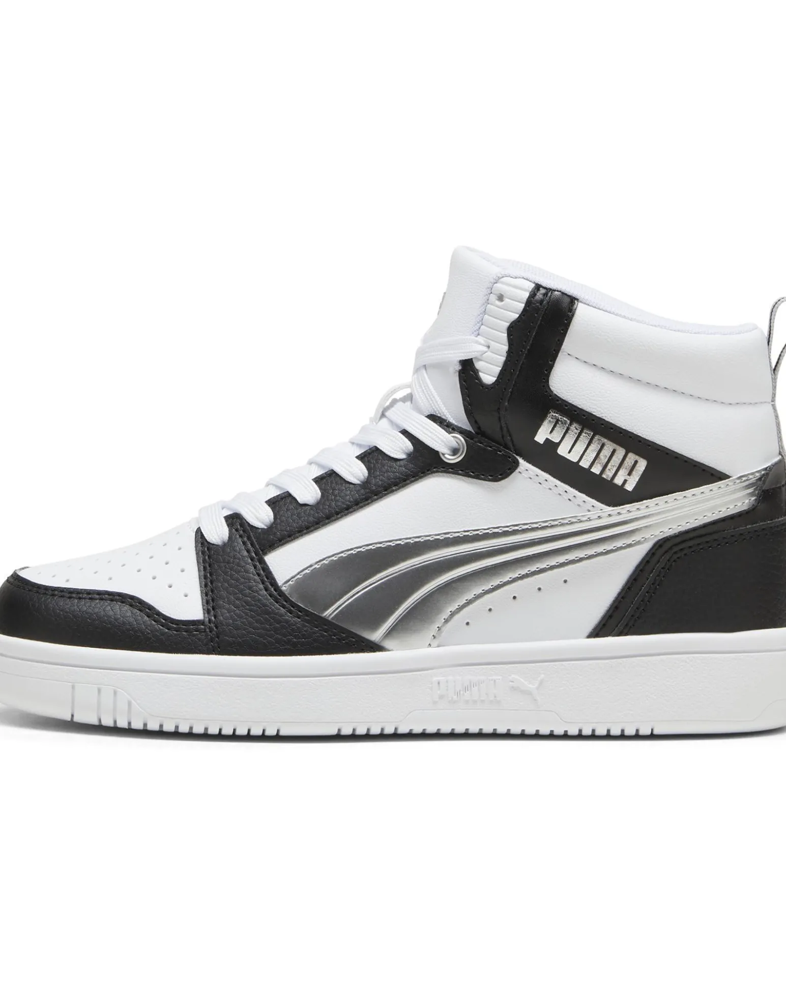 PUMA - SCARPA REBOUND V6 METALLIC DREAM BIANCA E NERA DA DONNA, numerata 36/41