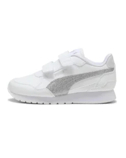 PUMA - SCARPA ST RUNNER V4 SL GLITTER PS BIANCA E ARGENTO, NUMERATA 28/35 - 401587-01