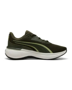 PUMA - scarpe da running verde oliva con suola bianca - SOFTRIDE EXO