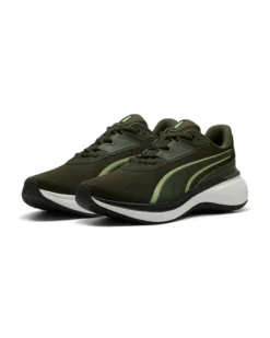 PUMA - scarpe da running verde oliva con suola bianca - SOFTRIDE EXO