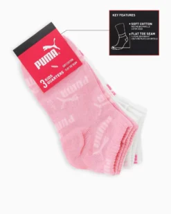 PUMA - SET 3 PAIA CALZA QUARTER BIANCO E ROSA, 701230805_004