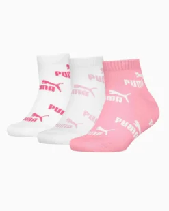 PUMA - SET 3 PAIA CALZA QUARTER BIANCO E ROSA, 701230805_004