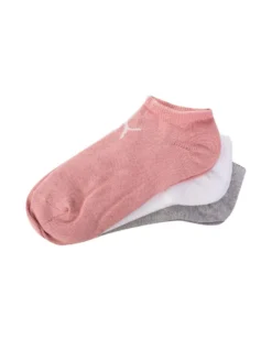 PUMA - Set 3 paia calzini da donna rosa bianchi e grigi
