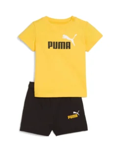 PUMA  - SET SHORT+ T-SHIRT GIALLA E NERA BABY ( 6 MESI - 4 ANNI)MINICATS ESSENTIALS, 686285-55