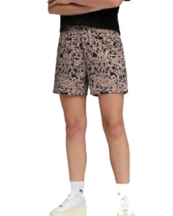 PUMA - SHORT LEOPARDATO MARRONE E NERO  ESSENTIAL GRAPHIC ANIMAL HIGH   DA DONNA, 691823-88