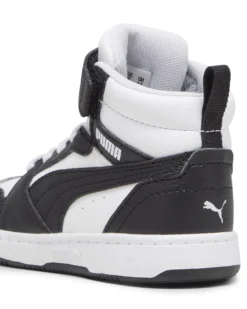 PUMA - Sneaker alta da bambino nera e bianca con strappo, numerata 20/27 - REBOUND V6 MID AC INF