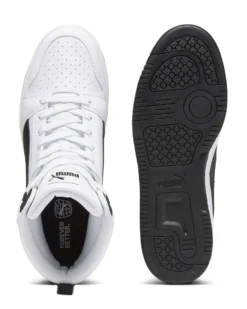 PUMA - Sneaker alta da uomo bianca con logo nero - REBOUND V6
