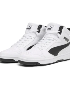 PUMA - Sneaker alta da uomo bianca con logo nero - REBOUND V6