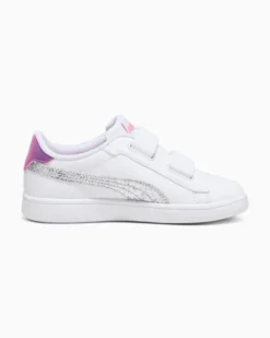 PUMA - Sneaker da bambina bianca con logo rosa glitter, numerata 28/35 - SMASH 3.0 L STAR G V PS