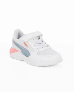 PUMA - Sneaker da bambina bianca e rosa con logo metallizzato, numerata 28/35 - X RAY SPEED LITE BLINK AC PS