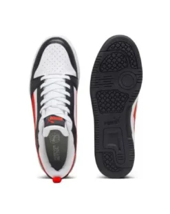 PUMA - Sneaker da uomo bianca e nera con logo rosso - REBOUND V6 LOW