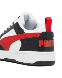 PUMA - Sneaker da uomo bianca e nera con logo rosso - REBOUND V6 LOW