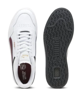 PUMA - Sneaker da uomo bianca in VERA PELLE con logo bordeaux - COURT ULTRA
