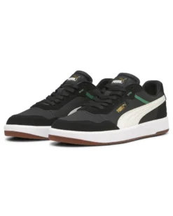 PUMA - Sneaker da uomo nera in VERA PELLE con logo panna - COURT ULTRA 75 YEARS