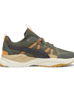 PUMA - Sneaker da uomo verde scuro e nera con dettagli arancioni - X RAY TOUR