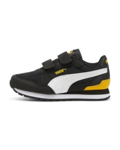 PUMA - SNEAKER JUNIOR ST RUNNER V4 MESH V PS NERA, BIANCA E GIALLA, NUMERATA 28/35 - 399877-03