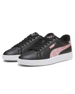 PUMA - Sneaker nera con logo rosa glitter, numerata 36/39 - SMASH 3.0 L STAR GLO JR