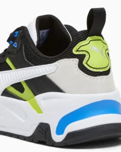 PUMA - Sneaker nera e bianca con dettagli verde lime e blu, numerata 36/39 - TRINITY JR