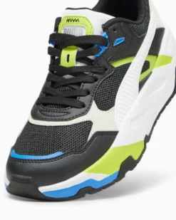 PUMA - Sneaker nera e bianca con dettagli verde lime e blu, numerata 36/39 - TRINITY JR