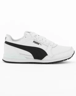 PUMA - Sneakers bianca e nera in VERA PELLE con soletta in memory foam, numerata 36/39 - ST RUNNER V3 L JR