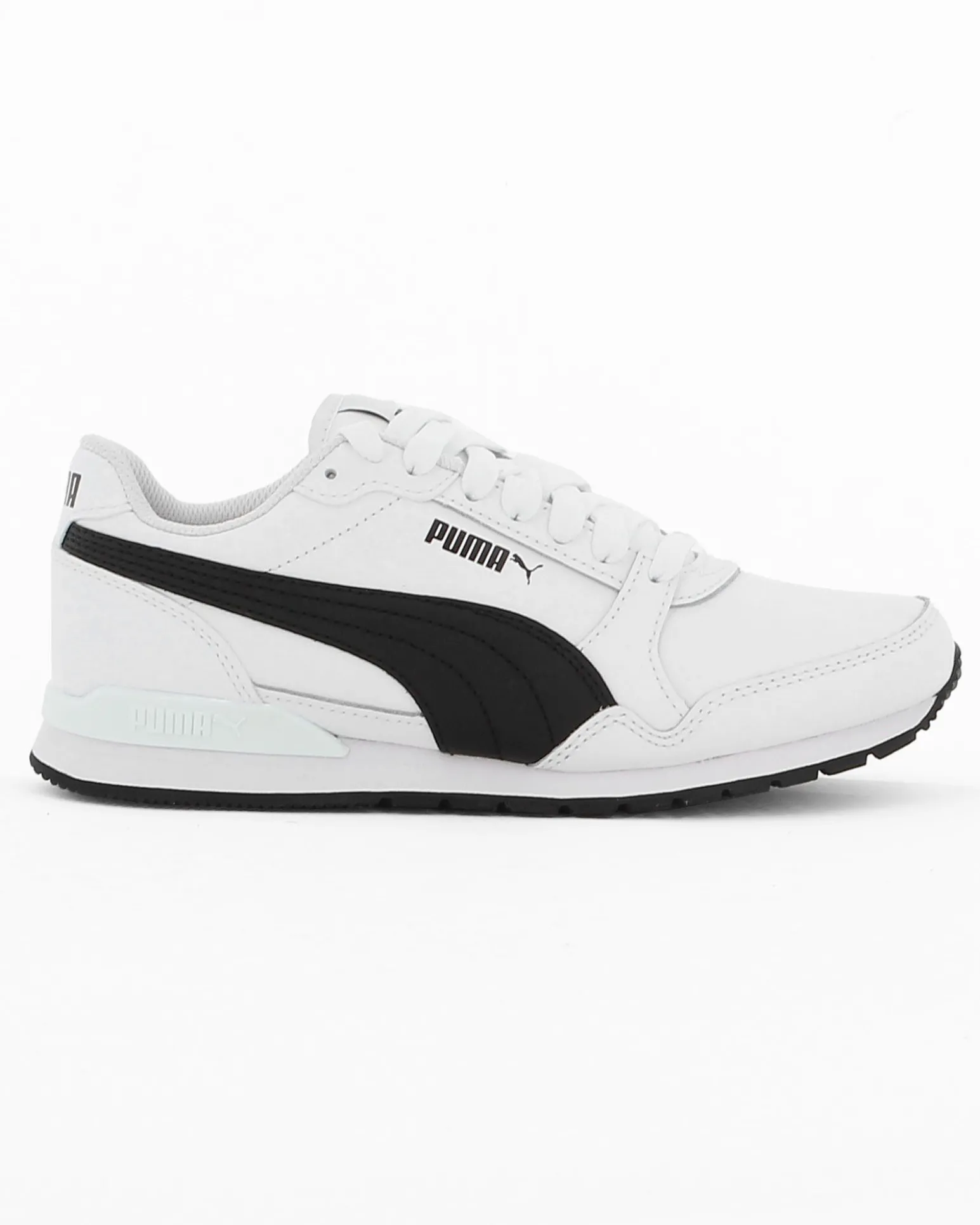 PUMA - Sneakers bianca e nera in VERA PELLE con soletta in memory foam, numerata 36/39 - ST RUNNER V3 L JR