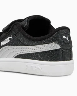 PUMA - SNEAKERS  BIMBA NERE GLITTERATE E GRIGIE SMASH 3.0 GLITZ PS DAL 28 AL 35, 394686-03