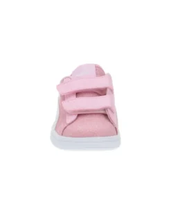 PUMA - Sneakers da bambina rosa glitter e bianca con strappo e  soletta in memory foam, numerata 28/35 - SMASH V2 GLITZ GLAMV PS