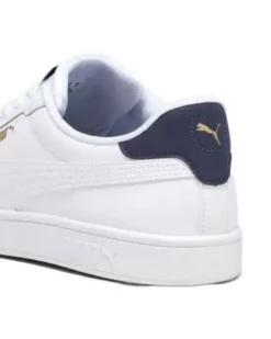 PUMA - Sneakers da uomo bianca in VERA PELLE con dettaglio posteriore blu - SMASH 3.0 L