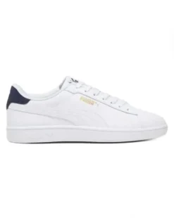 PUMA - Sneakers da uomo bianca in VERA PELLE con dettaglio posteriore blu - SMASH 3.0 L