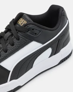 PUMA - Sneakers da uomo in VERA PELLE nera e bianca con dettali oro - RBD GAME LOW