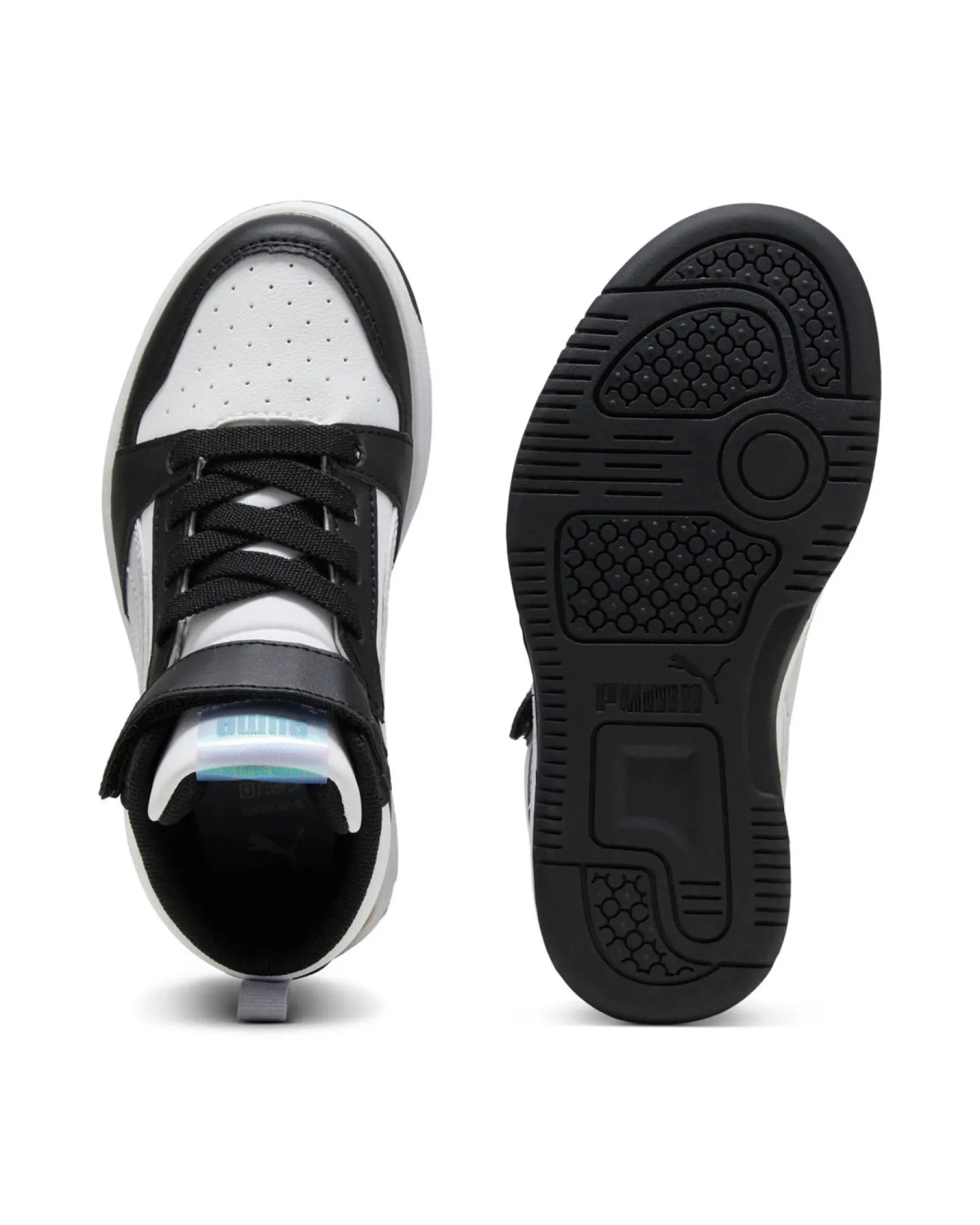 PUMA - SNEAKERS JUNIOR NERA, BIANCA E GRIGIA REBOUND V6 MID SPACE BELLE DAL 28 AL 35, 402770-02