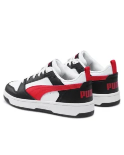 PUMA - SNEAKERS JUNIOR REBOUND V6 LO GS BIANCHE CON DETTAGLI NERI  E ROSSI DAL 36 AL 39, 393833-04