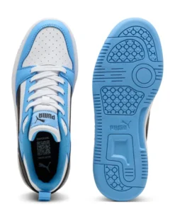 PUMA - SNEAKERS JUNIOR REBOUND V6 LO GS CELESTI CON DETTAGLI NERI E BIANCHI DAL 36 AL 39, 393833-34