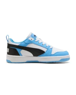 PUMA - SNEAKERS JUNIOR REBOUND V6 LO GS CELESTI CON DETTAGLI NERI E BIANCHI DAL 36 AL 39, 393833-34