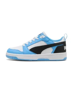 PUMA - SNEAKERS JUNIOR REBOUND V6 LO GS CELESTI CON DETTAGLI NERI E BIANCHI DAL 36 AL 39, 393833-34
