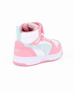 PUMA - SNEAKERS JUNIOR ROSA E BIANCA REBOUND V6 MID SPACE BELLE DAL 28 AL 35, 402770-02