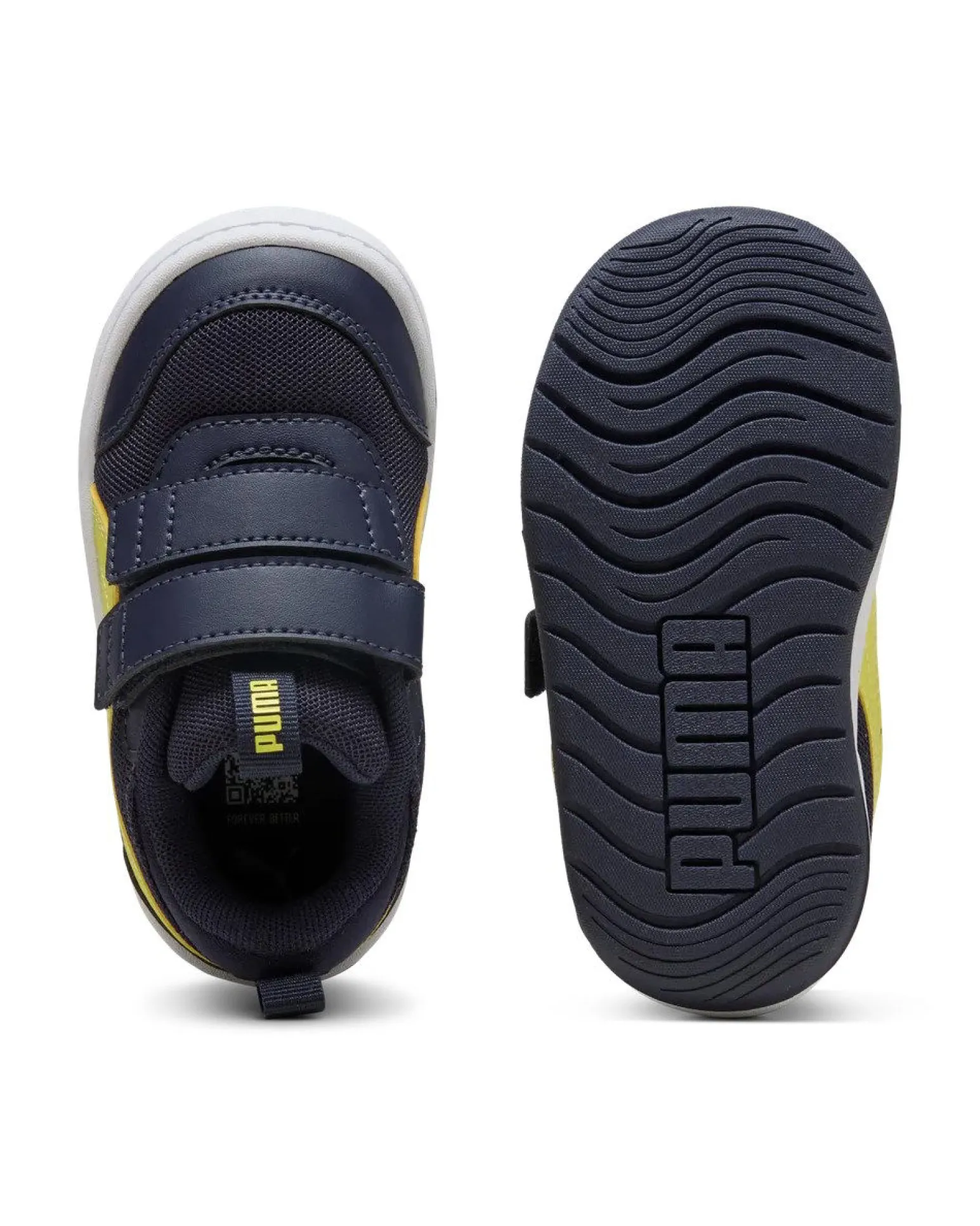 PUMA - SNEAKERS KIDS MULTIFLEX 2 MESH V TD BLU E GIALLO FLUO, NUMERATA DAL 20 AL 27, 405647-02