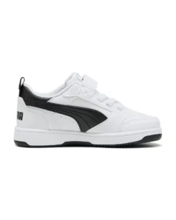 PUMA -  SNEAKERS KIDS REBOUND V6 LO BIANCA CON DETTAGLI NERI DAL 28 AL 35,  397419-02