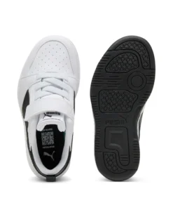 PUMA - SNEAKERS KIDS REBOUND V6 LO BIANCA CON DETTAGLI NERI DAL 28 AL 35, 397419-02