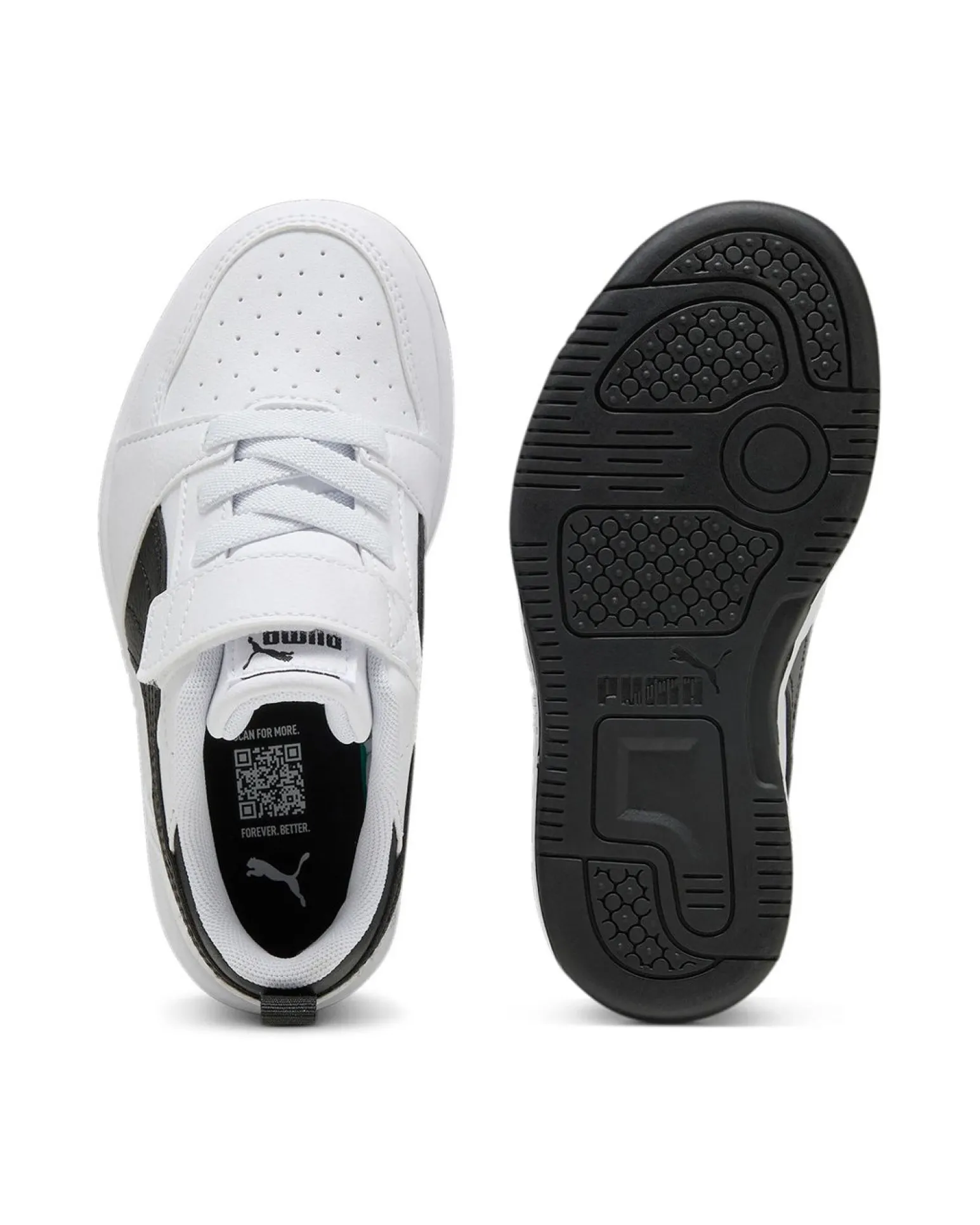PUMA - SNEAKERS KIDS REBOUND V6 LO BIANCA CON DETTAGLI NERI DAL 28 AL 35, 397419-02
