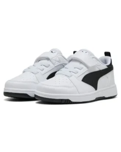 PUMA - SNEAKERS KIDS REBOUND V6 LO BIANCA CON DETTAGLI NERI DAL 28 AL 35, 397419-02