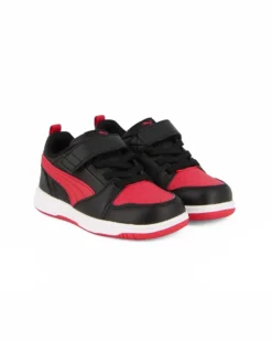 PUMA - SNEAKERS KIDS REBOUND V6 LO AC+TD NERA CON DETTAGLI ROSSI DAL 20 AL 27, 397420-11