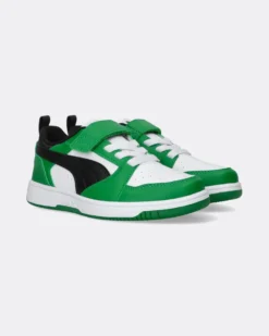 PUMA -  SNEAKERS KIDS REBOUND V6 LO VERDE CON DETTAGLI NERI E BIANCHI DAL 28 AL 35,  397419-05