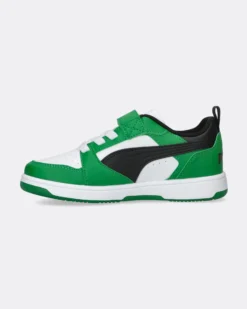 PUMA - SNEAKERS KIDS REBOUND V6 LO AC+TD VERDI CON DETTAGLI BIANCHI E NERI DAL 20 AL 27, 397420-05